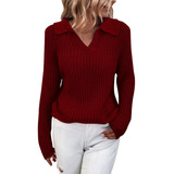 Suéter De Solapa Para Mujer Tejido Otoño-invierno, Color Sól