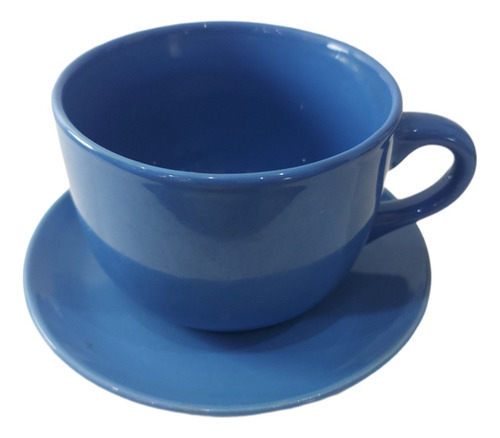 Taza De Café Con Leche +plato Azul