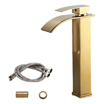 Grifo De Baño Monocomando Alta Con Cascata Caño Dorado Llave Alta Mezclador De Fregadero Manerales Lavabo Yesop | Envío gratis