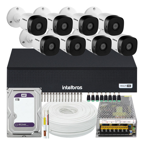 Kit 8 Câmeras Intelbras Vhd 1230 Full Hd Dvr 8 Canais 1tb Wd