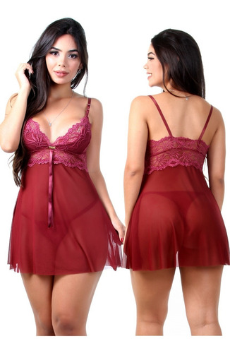 10 Conjunto Camisola Sex C/ Calcinha Fio Dental Transparente