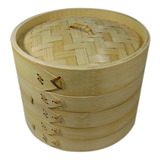 Vaporera De Bambú Mini 2 Pisos Con Tapa 10 Cm