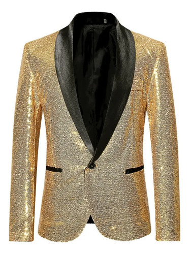Blazer De Esmoquin Brillante Con Solapa Y Lentejuelas