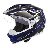 Casco Cross C/visor Th1 Vision Azul Pro Tork T-l Moto Avenid