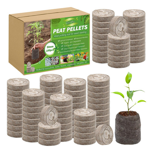 Zeedix 100 Pastillas De Turba De 1.969 In Para Plantulas, Va