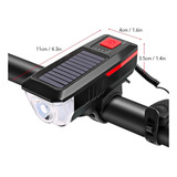 Luz Led Delantera Para Bicicleta Solar Recargable Con Bocina Color Azul