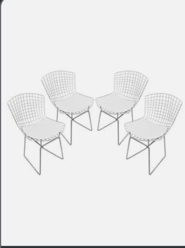  Kit 04 Cadeiras Bertoia Cromada Ass Branco