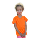 Camiseta Menina Infantil Juvenil Laranja Dryfit Proteção Uv