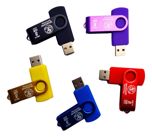 Usb 8gb Colores Pack Por 5 Unidades