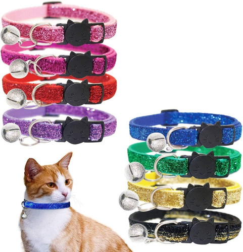 Bello Collar Brillante Mascotas Gato Perro Conejo C Campana