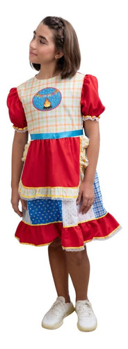 Vestido Infantil Festa Junina Vermelho Caipira Junino Luxo
