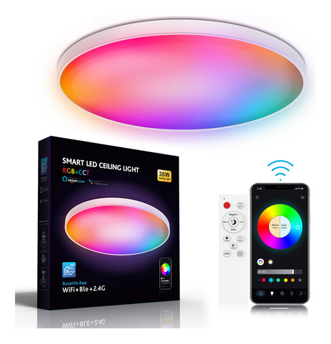 Lámpara Techo Inteligente 30w Rgb Dimming 110v Wi-fi+bt.. 4g