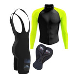 Conjunto Ciclismo Camisa Bretelle Roupa Ciclista Forro Gel