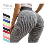 Pack 2 Calzas Texturizada Leggins Spandex Deportiva Push Up