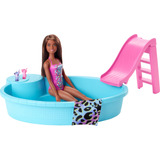 Barbie Juego De Muñeca Y Piscina Con Tobogán Rosa, Acceso.