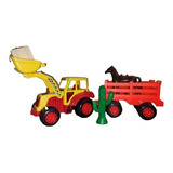 Juguete Tractor Con Remolque Caballo Largo 60cm