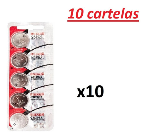 Bateria Maxell Cr2032- 10 Cartelas C/ 5 Unidades Em Cada