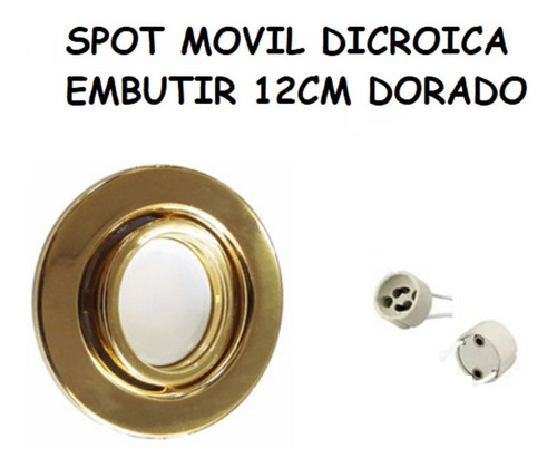 Spot Embutir Movil Para Dicroica Dorado Ala 12cm