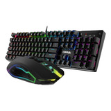 Mouse Y Teclado Mecánico Full Gamer Pro Combo Red Kill 