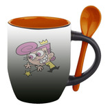 Mug Magico Con Cuchara Dibujos Animados   R92