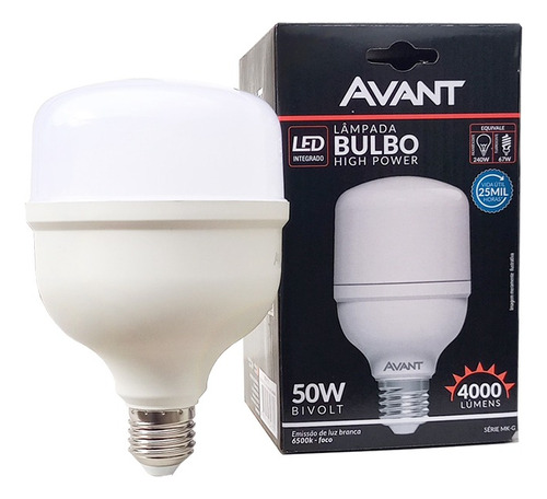 Kit 3 Lâmpada Led Bulbo 50w 6500k Branca Fria Econômica 