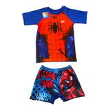 Combo Malla Short  + Remera Uv Hombre Araña Spiderman 