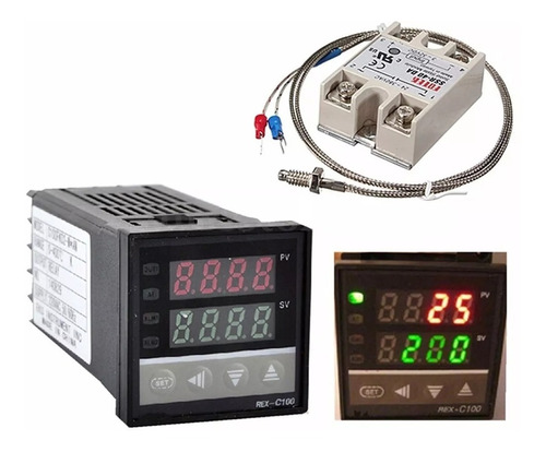 Kit Controlador Temperatura Pid Rex-c100 Termocupla Ssr-40