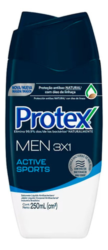 Jabon Liquido Antibacterial Men Active Sports 250ml Protex