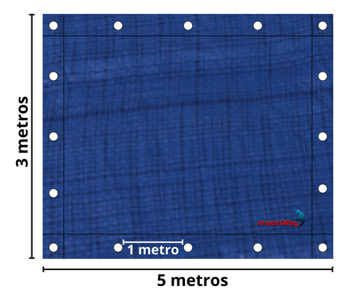 Lona Carreteiro Azul Leve Importway  70 Micras 5x3 Com Ilhós