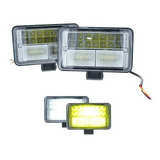 Faros Rectangular Led Ambar Blanco Estrobo Uso Rudo 12 24v 