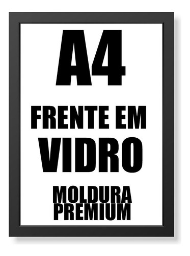 Quadro Moldura Preto A4 Em Vidro Desenho Diploma Arte Foto