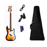 Baixo Phx 4 Cordas Sunburst Capa Luxo Acessorios Frete Gts