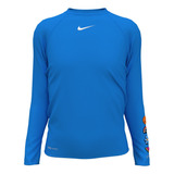 Polera De Natación Nike Long Sleeve Hydroguard Niños Azul