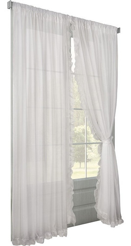 Juego Cortinas Living Voile Volados Romantica 2 Paños Oregon