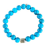 Pulseira Turquesa Pedra Natural Azul E Buda