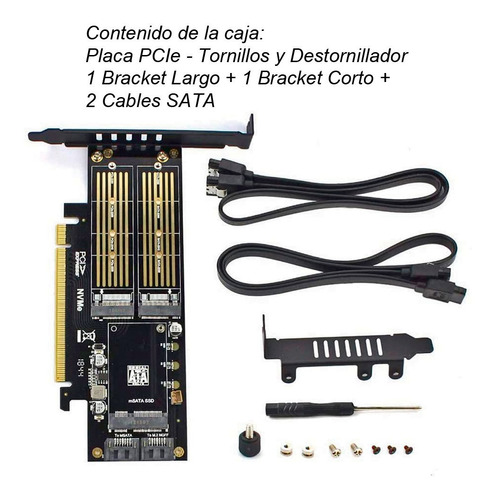 Adaptador 3 En 1 Para Disco Ssd M2 Pci-e 3.0 X16 Nvme / Sata