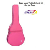 Capa Luxo P/ Violão Infantil 3/4 Acolchoada -  Cor De Rosa