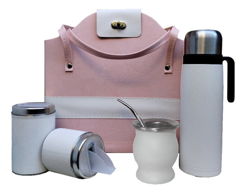 Set Matero Cartera Combinada Rosa Termo 1l Acero