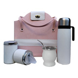 Set Matero Cartera Combinada Rosa Termo 1l Acero