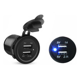 Tomada Automotiva Led Dupla Usb 12 24v Dni0586 Universal