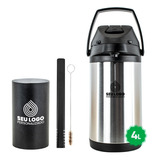 Kit Tereré Copo Bomba Garrafa Termica 4l Inox - Sua Logo