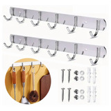 Gancho Perchero,6 Ganchos Set 2 Perchero Pared Acero Inox