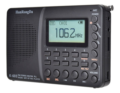 Radio Portátil Digital Fm | Am | Onda Corta | Bluetooth