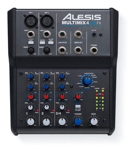 Mezclador Alesis Multimix 4 Canales Con Efectos E Interfaz