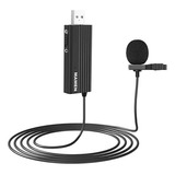 Microfone Lapela Usb Mamen Mic-u1 Omnidirecional P/ Notebook Cor Cinza-escuro