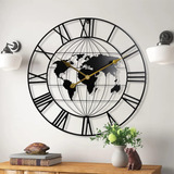 Reloj De Pared Grande Con Mapa Del Mundo, Reloj Moderno Mini