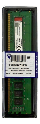 Kingston 32gb Ddr4 3200mhz Kvr32n22d8/32 Memoria Ram Pc