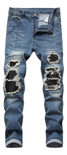 Jeans Chupines Con Efecto Roto Desgastado For Hombre Jeans