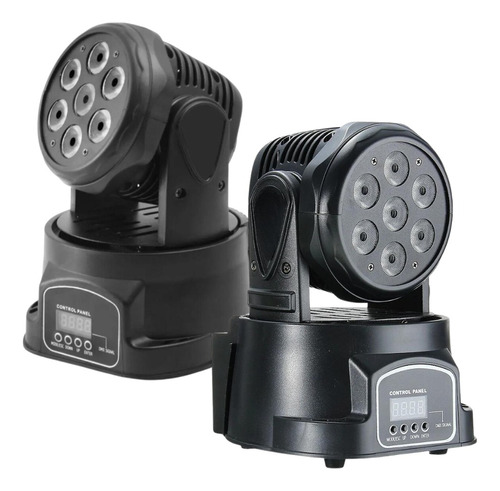 Kit 2 Canhão Mini Moving Head 7 Led 10w Quadriled Rgbw Dmx