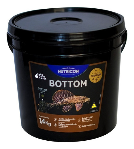 Raçao Bottom Fish 1.400kg Nutricon Peixe De Fundo Aquário